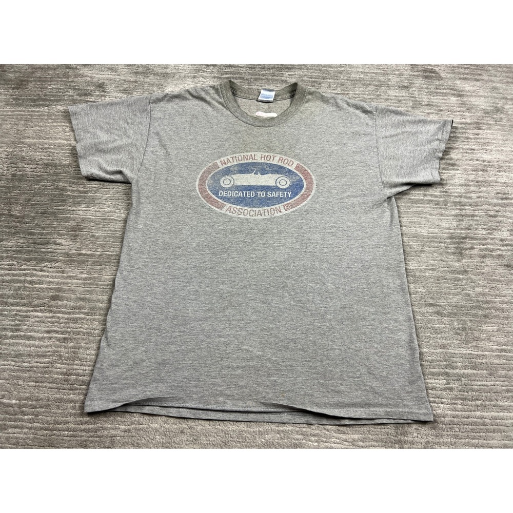 Gildan T-Shirt Mens Large Gray NHRA National Hot Rod Association Graphic Tee